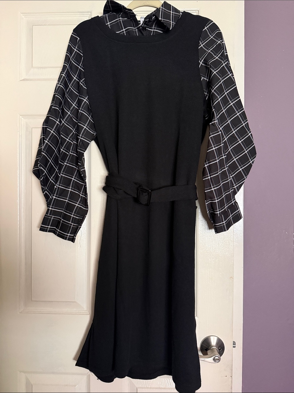 Black Belted Layered Shirt Dress -
made in Thailand